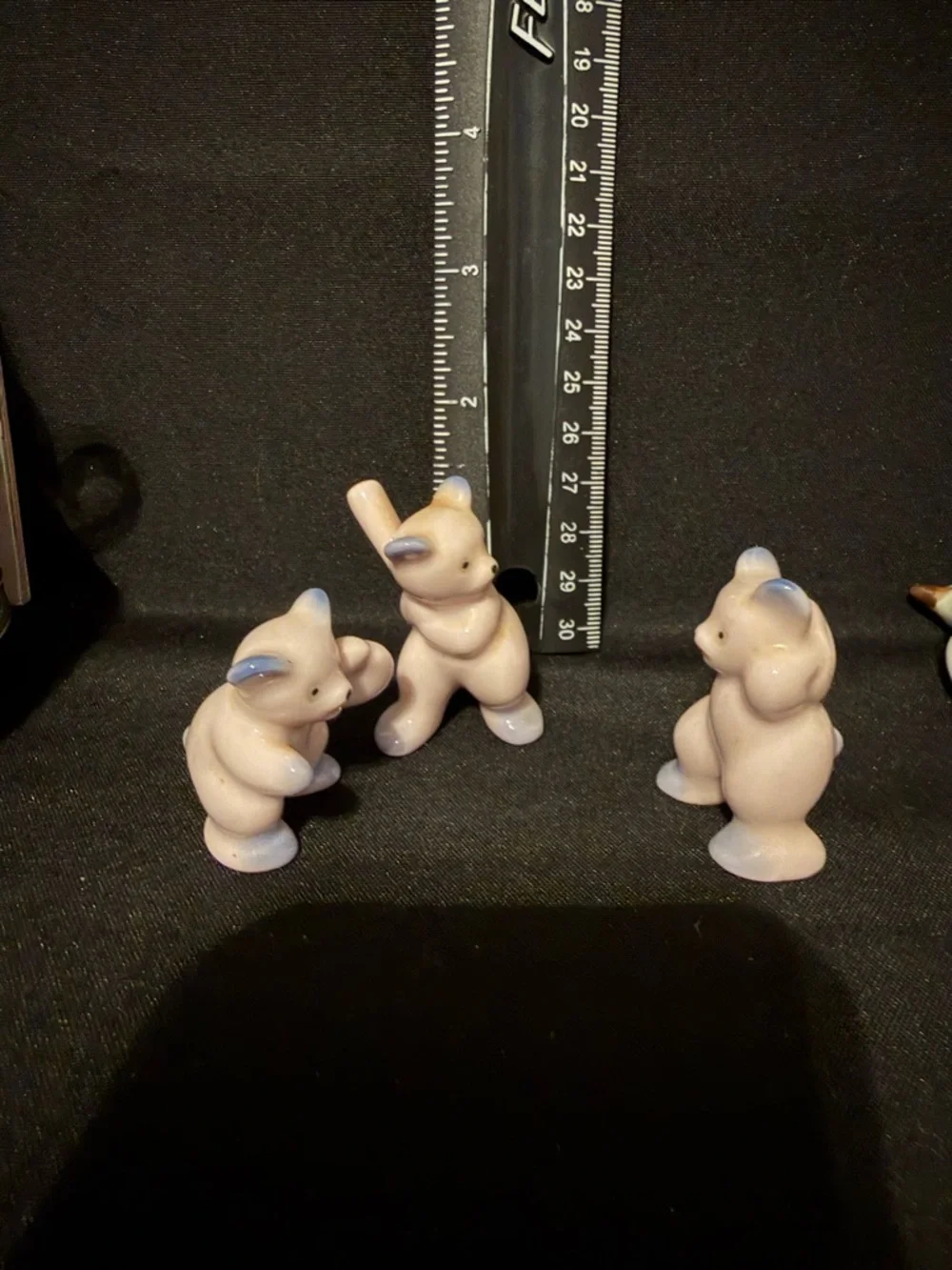 Ceramic Bear Figurines Set of 3 Baseball Theme Collectible Decorative Display